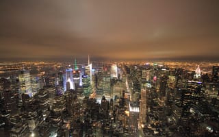 Картинка lights, USA, night, Empire State Building, skyscrapers, New York, skyline, Manhattan