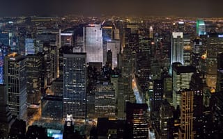 Картинка Нью-Йорк, небоскребы, ночь