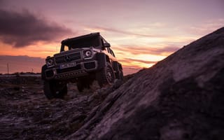 Картинка Mercedes-Benz, 6x6, Smoke, AMG, Off-Road, Sky, Ligth, Sunset, G63, Front