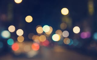 Картинка цветы, ночь, боке, город, огни