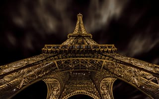 Обои Париж, Эйфелева башня, ночь, небо