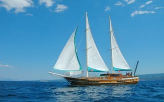 Картинка море, путь, парусник, ветер