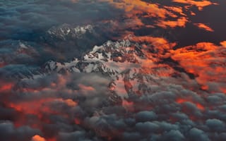 Картинка остров Южный, облака, Южные Альпы, Новая Зеландия, утро, горы