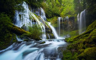 Картинка Wind, Округ Скамейния, штат Вашингтон, США, река, Panther Creek Falls, водопады