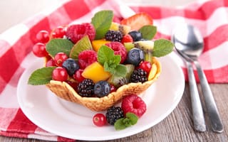 Картинка fruit, ежевика, berries, киви, тарталетки, малина, raspberry, blackberry, фрукты