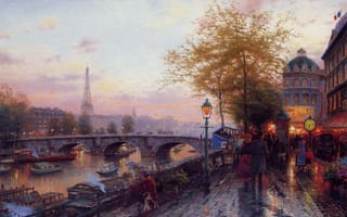 Картинка Томас Кинкейд, картина, Париж, Эйфелева башня