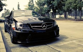 Картинка Mercedes-Benz, чёрный, C 63, C204, мерседес бенц, улица, C-Klasse, black