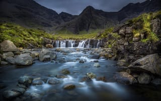 Картинка Хайленд, поток, скалы, камни, горы, Шотландия, река