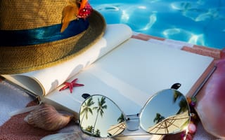 Картинка accessories, пляж, море, vacation, beach, glasses, отпуск, sun, summer, отдых, лето