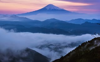 Картинка Фудзияма, гора, 富士山, стратовулкан, Апрель, Япония, весна, утро