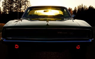 Картинка Dodge, Charger, Додж, полумрак, Muscle car, небо, R/T, Мускул кар, передок, солнце, Чарджер, 1968
