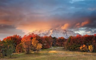 Картинка гора, США, штат, Timpanogos, горный хребет, Юта, осень, Уосатч