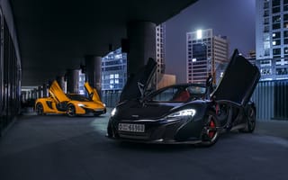 Картинка McLaren, Front, Supercars, Black, Dubai, Doors, 650S, Orange