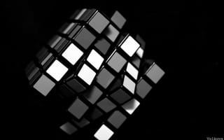 Обои кубик рубика, черный, белый