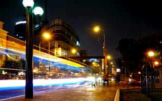 Картинка ночь, движение, Перу, выдержка, Лима, Lima, Peru, night