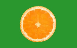 Картинка оранжевый, желтый, зеленый, апельсин, полигон, фрукты