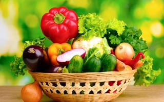 Картинка паприка, лук, петрушка, баклажан, салат, овощи, огурцы