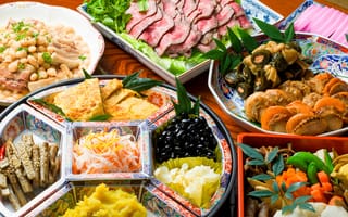 Обои блюда, японская кухня, морепродукты, овощи, ассорти