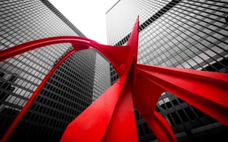Картинка USA, United States, Chicago, The Red Flamingo, Illinois, United States of America, Kluczynski Federal Building, sculpture