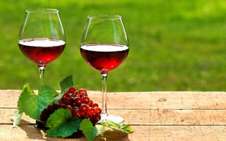 Картинка вино, wine, красное, листья, виноград, бокалы