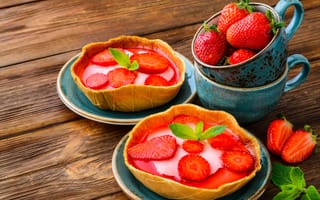 Обои strawberry, dessert, berries, клубника, sweet, десерт, корзинка, fresh, ягоды, пирожное