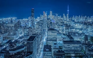 Картинка панорама, Toronto, Торонто, Канада, здания, ночной город, небоскрёбы, Canada
