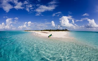 Картинка океан, лодка, остров, Bahamas