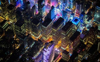 Картинка Manhattan, United States, USA, lights, New York, NYC, United States of America, evening, buildings, America, New York City, night, offices, above