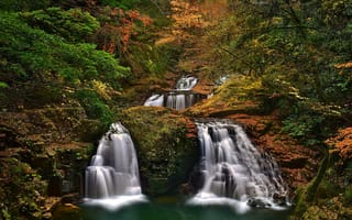 Картинка Japan, Akame Shijuhachi-taki, Akame 48 Waterfalls, Nabari, деревья, лес, осень, Набари, каскад, Япония, водопады, Mie Prefecture