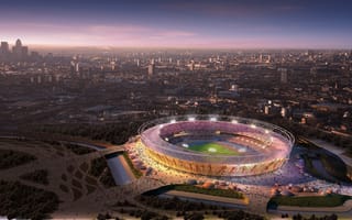 Картинка Лондон, United Kingdom, Олимпиада 2012, Олимпийский стадион, огни, город, спортивная архитектура, Лондон 2012
