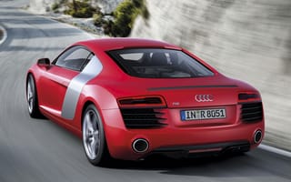 Картинка Audi, Р8, дорога, R8, красный, скалы, суперкар, вид сзади, Ауди