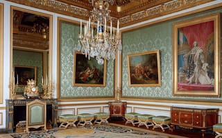Картинка Франция, интерьер, дизайн, зал, картины, люстры, дворец, Версаль