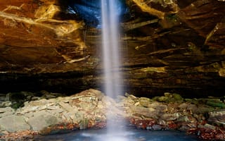 Картинка скала, пещера, водопад, США, камни, Arkansas
