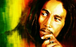 Обои Bob Marley, взгляд, рисунок
