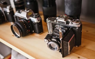 Картинка vintage, Camera, lens, antique, table, old, bokeh