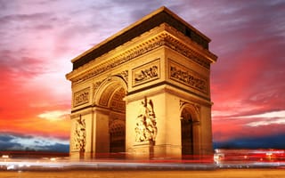 Обои Триумфальная арка, Франция, Париж, вечер, Arc de Triomphe, небо