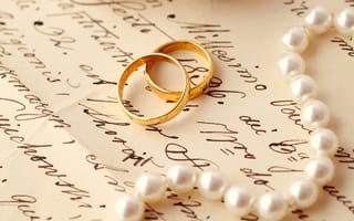 Обои кольца, письмо, обручальные, свадьба, жемчуг