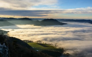 Картинка nature, clouds, fog, Scheibbs, hills, Austria, Erlauf valley, Danube