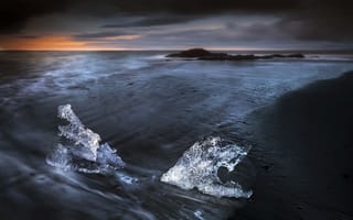 Картинка море, ночь, лёд