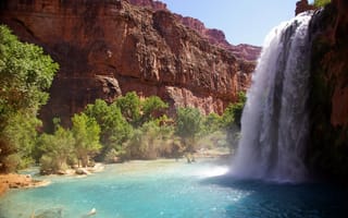 Картинка горы, природа, Arizona, Havasupai Reservation, Hava-sui Falls, Grand Canyon National Park, водопад, река