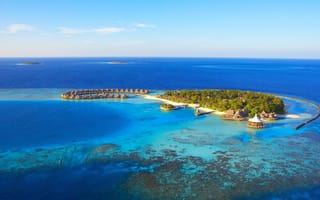 Картинка океан, остров, Мальдивы, курорт