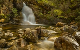 Картинка Австралия, гора Буффало, поток, водопад, камни, Виктория