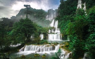 Картинка водопад Ти Ло Су, деревья, водопад, каскад, Тайланд, Thi Lo Su Waterfall, Thailand