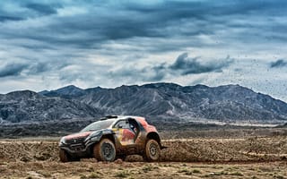 Картинка Горы, 2008, Пежо, Peugeot, DKR, Baggy, Грязь, Dakar