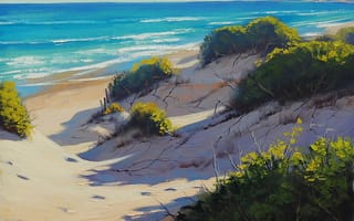 Картинка арт, artsaus, Beach Dunes, пляж, рисунок
