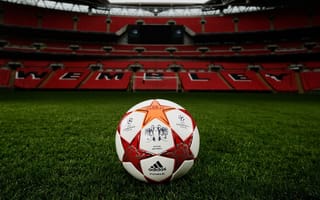 Обои мяч, поле, трибуны, стадион, Уэмбли, футбол, газон, ворота, лига чемпионов, Wembley
