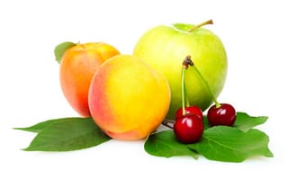 Картинка персики, черешня, яблоко
