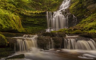 Картинка Йоркшир-Дейлс, Scaleber Force Falls, England, Yorkshire Dales National Park, Англия, каскад, водопад
