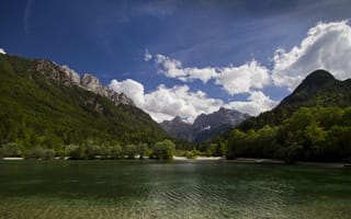 Картинка Lake Jasna, Словения, Kranjska Gora, природа, горы, озеро, Краньска-Гора, Slovenia