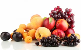 Обои виноград, сливы, абрикосы, ягоды, персики, нектарин, фрукты